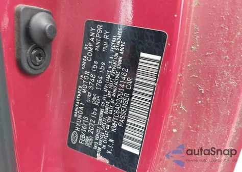 2013 Hyundai Veloster Base W/Black from USA, damaged, VIN KMHTC6AD2DU141462